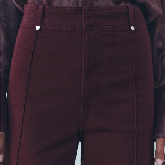 Zara Burgundy Wide Leg Pants - Picture 6 of 12